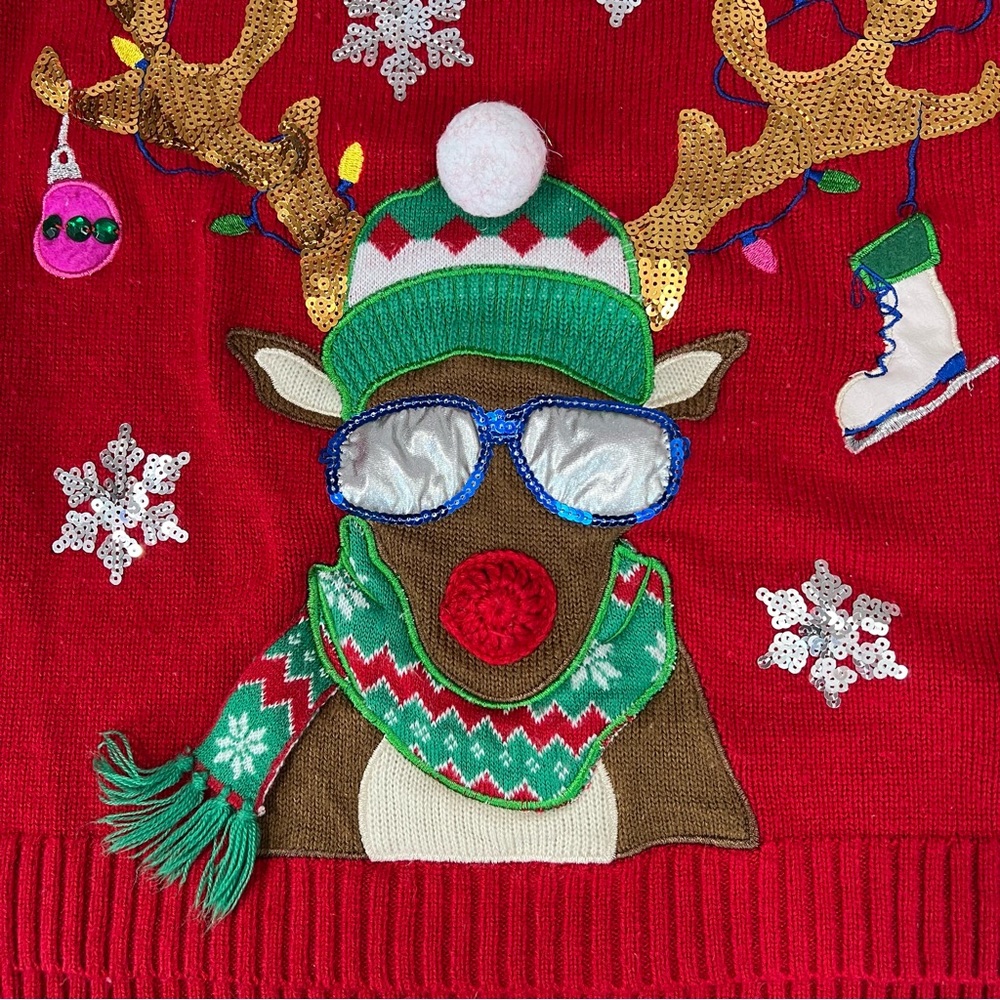 33 DEGREES Sweater Christmas Reindeer Oversized size XS - Picture 6 of 13